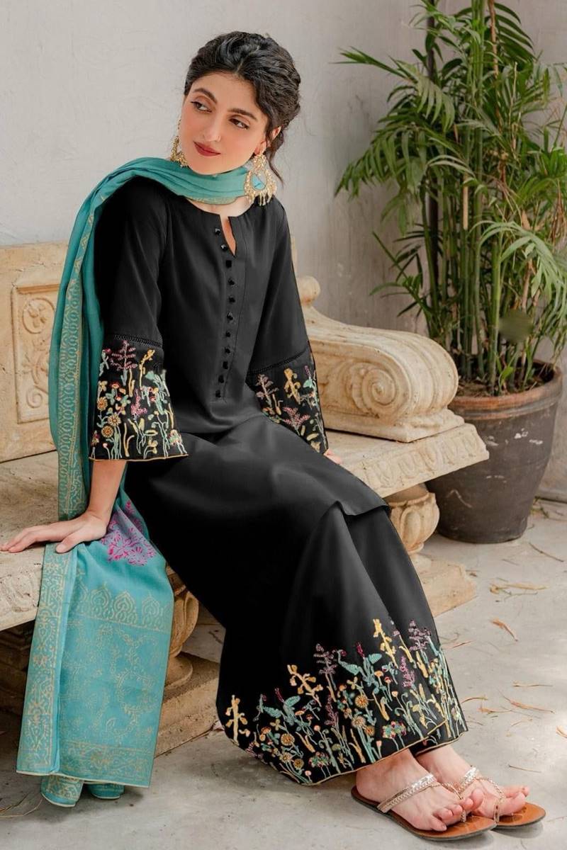 3PC Asling Lawn Embroided ( BLACK LM-882 )