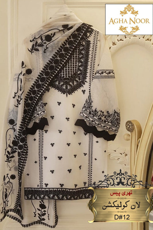 3PC Agha Noor Embroidered Lawn AGN-68