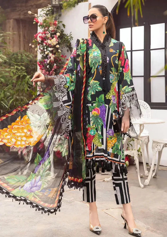 3PC - Printed Lawn Zarri Shirt With Voile Printed Dupatta - 1523 - Sapphire Studios