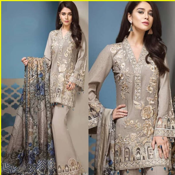3Pcs Anaya Dusky Rose Embroidered Dhanak Winter Collection Winter