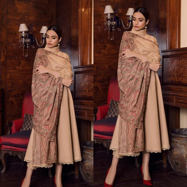3PCS  Bareeze Skin Embroidered Dhanak Winter Collection FCCW-199