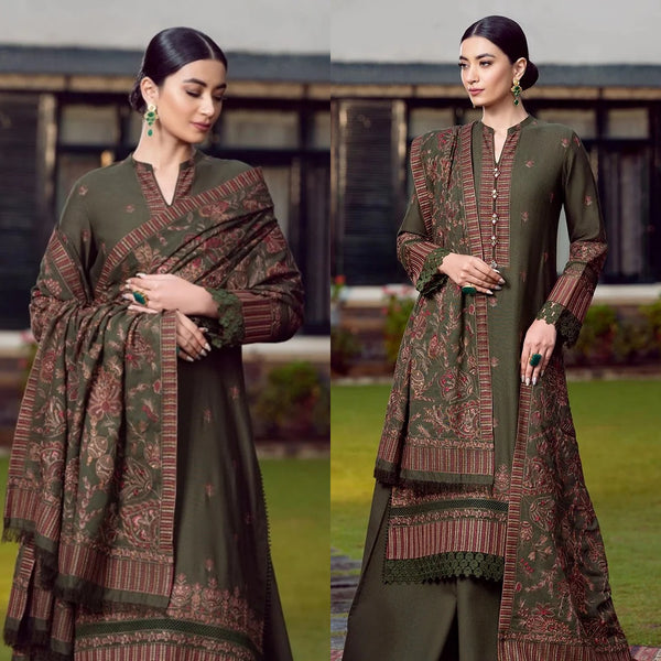 3PCS Bareeze  Embroidered Dhanak with Heavy Embroidered Shawl LC Winter Collection BULM-579