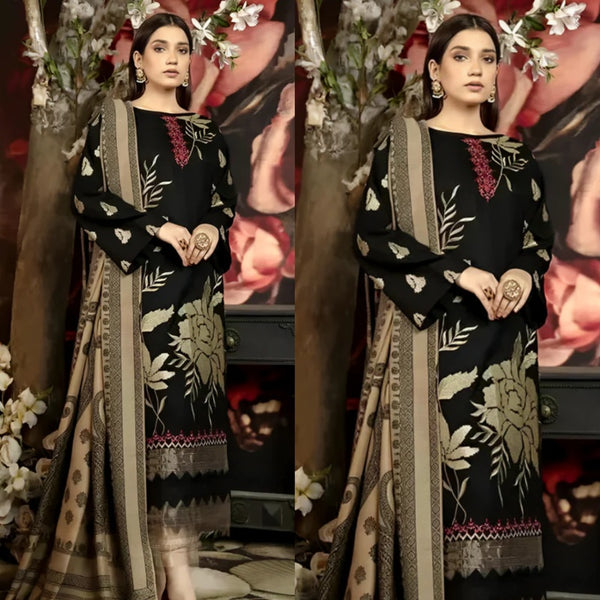 3PCS MARJAN Dhanak Embroidered With Printed Wool Shawl LC Winter Collection ULM-1315