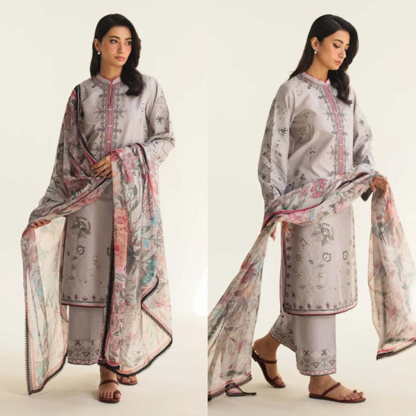 Zara Shahjahan - 3PC Dhanak Embroidered Suit Winter Collection - LM 0153