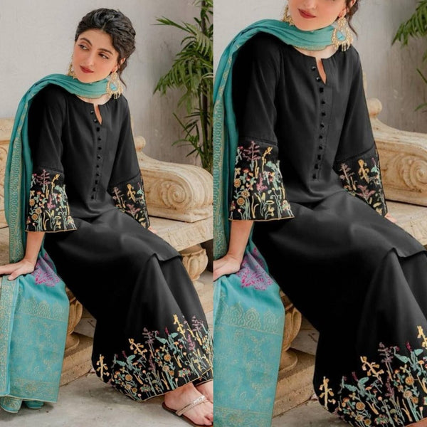 3PCS Black Embroidered Lawn Collection BYC-882