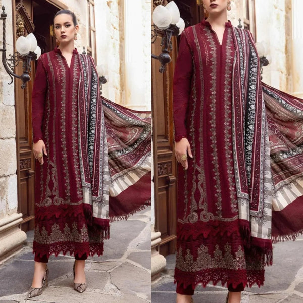 3PCS Maria B Embroidered Lawn Collection MB-844