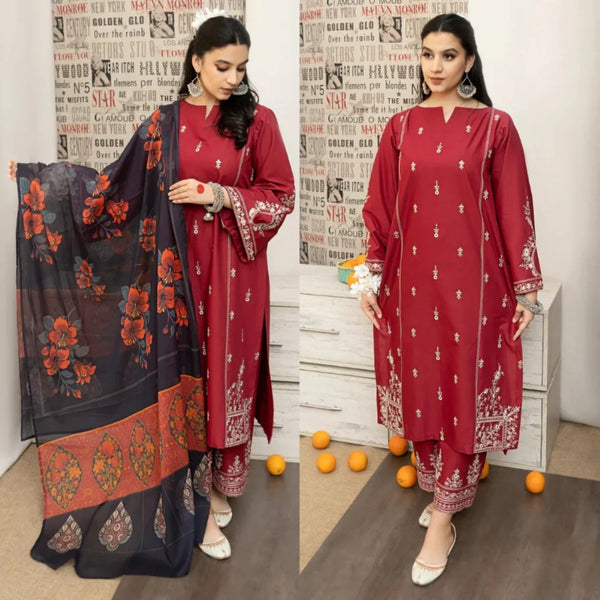 Urge - 3PC Dhanak Embroidered Suit Winter Collection- LM 0136