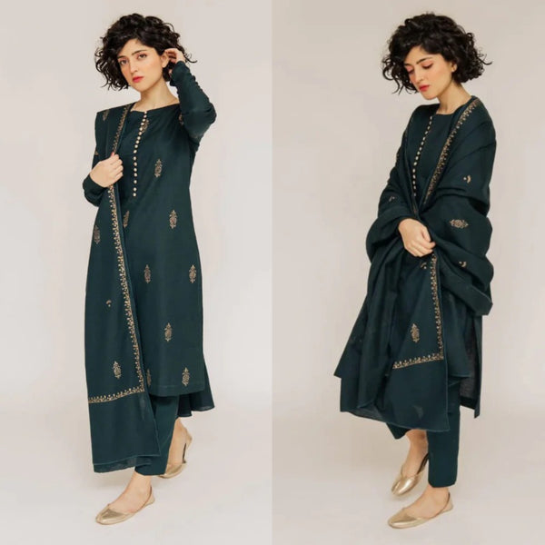 Kastoor - 3PC Dhanak Embroidered Suit Winter Collection - LM 0149