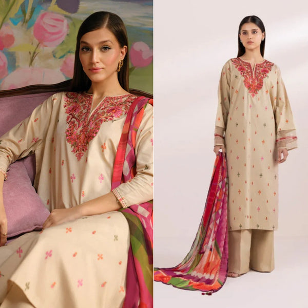 Sapphire - 3PC Dhanak Embroidered Suit Winter Collection - LM 0145