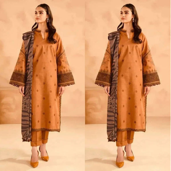 NishatLinen - 3PC Dhanak Embroidered Suit Winter Collection - LM 0088