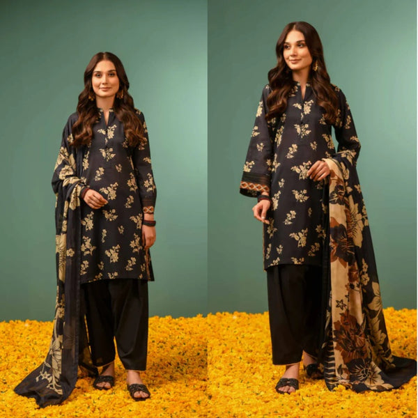 NishatLinen - 3PC Dhanak Embroidered Suit Winter Collection - LM 0135