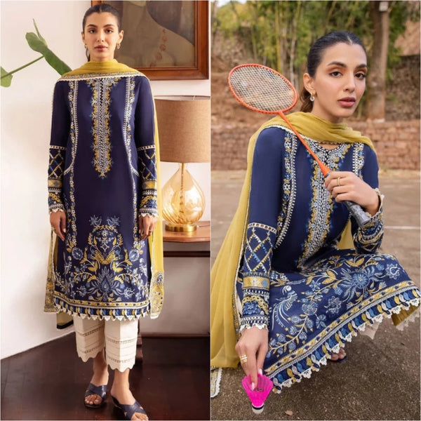 3PCS Zaha Dhanak Embroidered Suit Winter Collection SPW 033