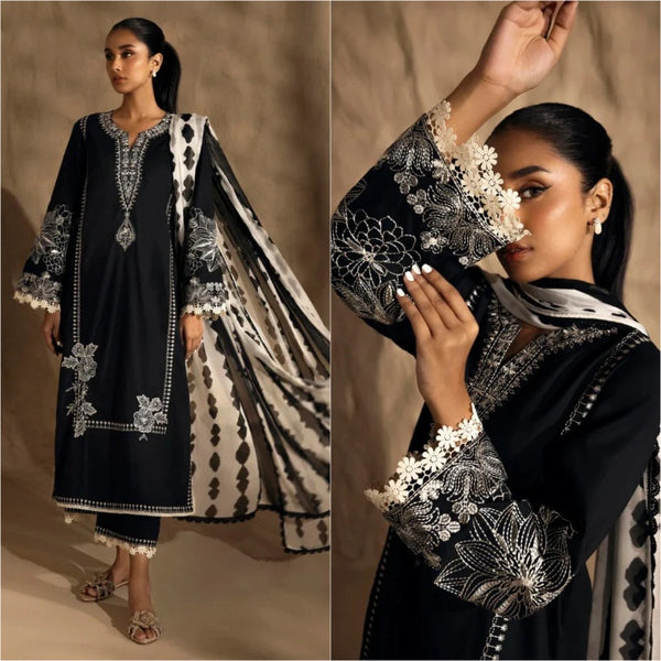 3PCS Sana Safinaz  Dhanak Embroidered Suit Winter Collection SPW 031