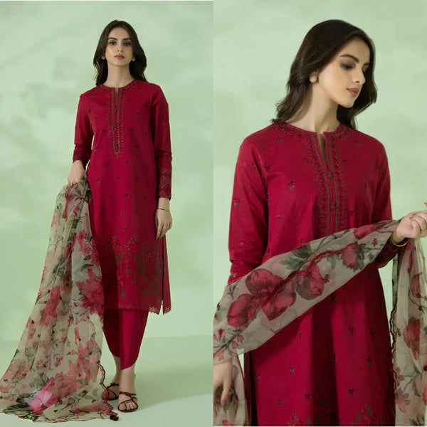 3PCS SPAPHIRE  Dhanak Embroidered Shirt LC Winter Collection BULM-677