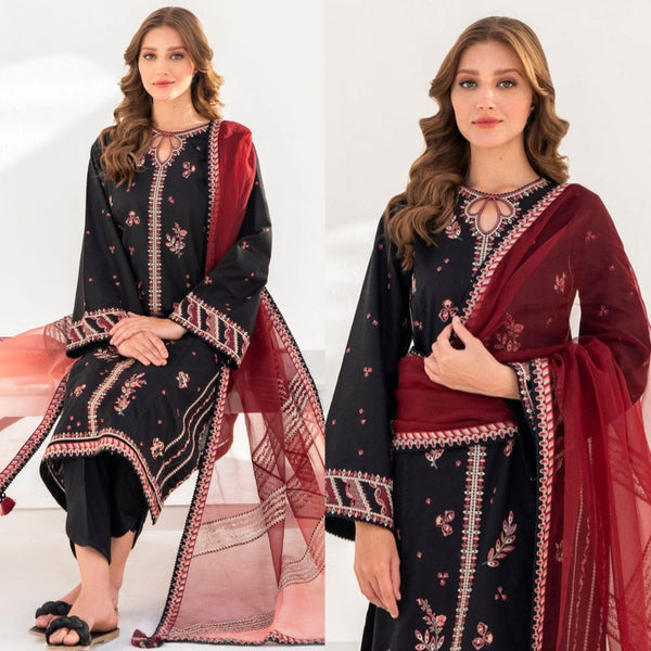 3PCS Eid Collection jazmin Embroidered Lawn Collection  jz-980