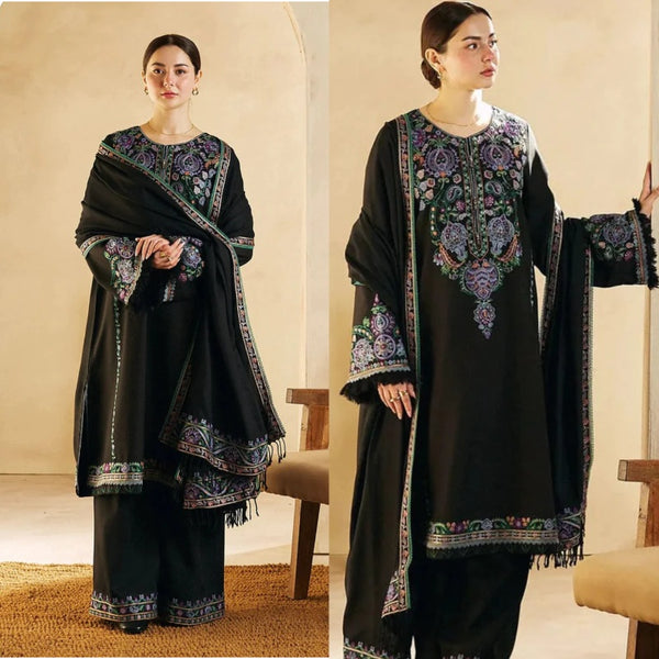 3PCS Zara Shah Jahan Black Embroidered Lawn Collection ZSJ-845