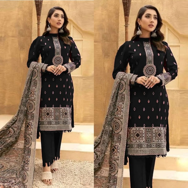 3PCS Kayseria Black Embroidered Lawn Collection KR-189