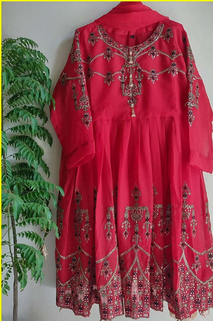 Red Stitched Maxi Laam Libaas Collection Lm-14 Stitched